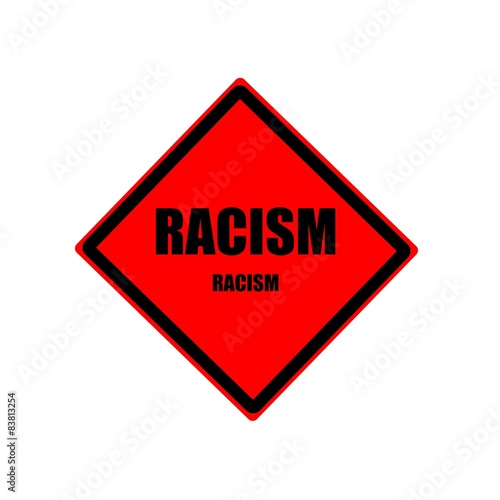 Racism black stamp text on red background