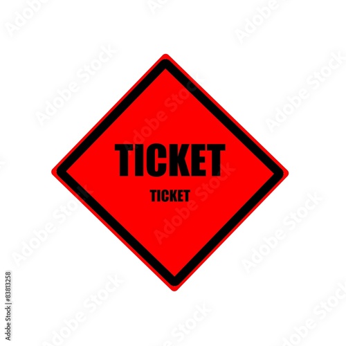 Ticket  black stamp text on red background