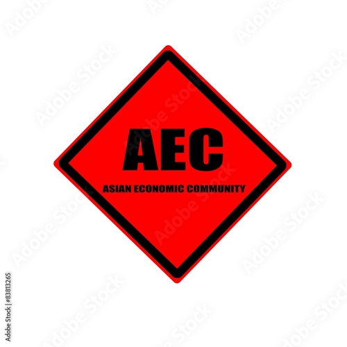  AEC asian economic community black stamp text on red background