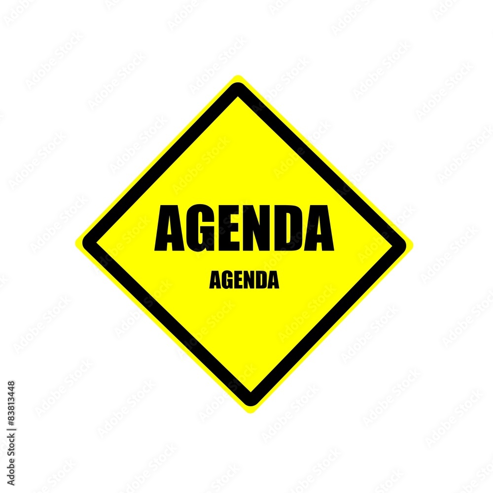 Agenda black stamp text on yellow backgroud Agenda black stamp text on yellow backgroud