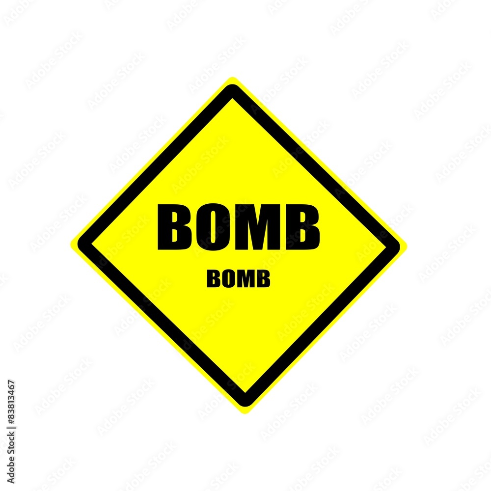 BOMB black stamp text on yellow backgroud BOMB black stamp text on yellow backgroud