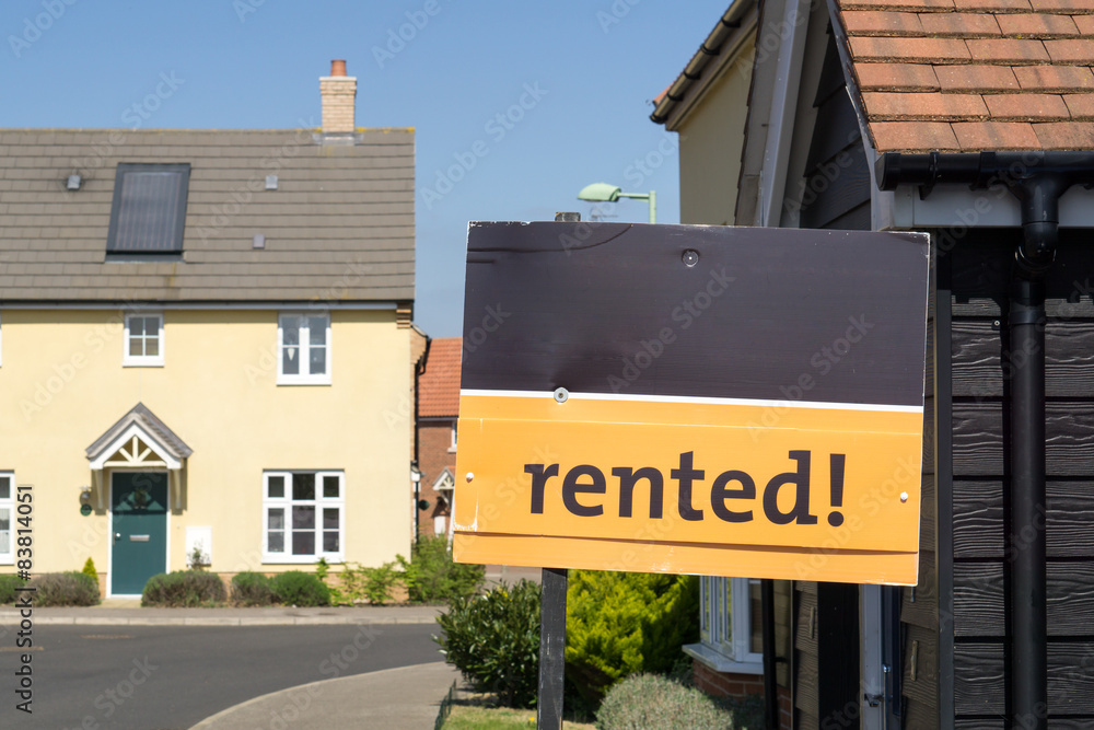 Fototapeta premium 'Rented' sign outside a house