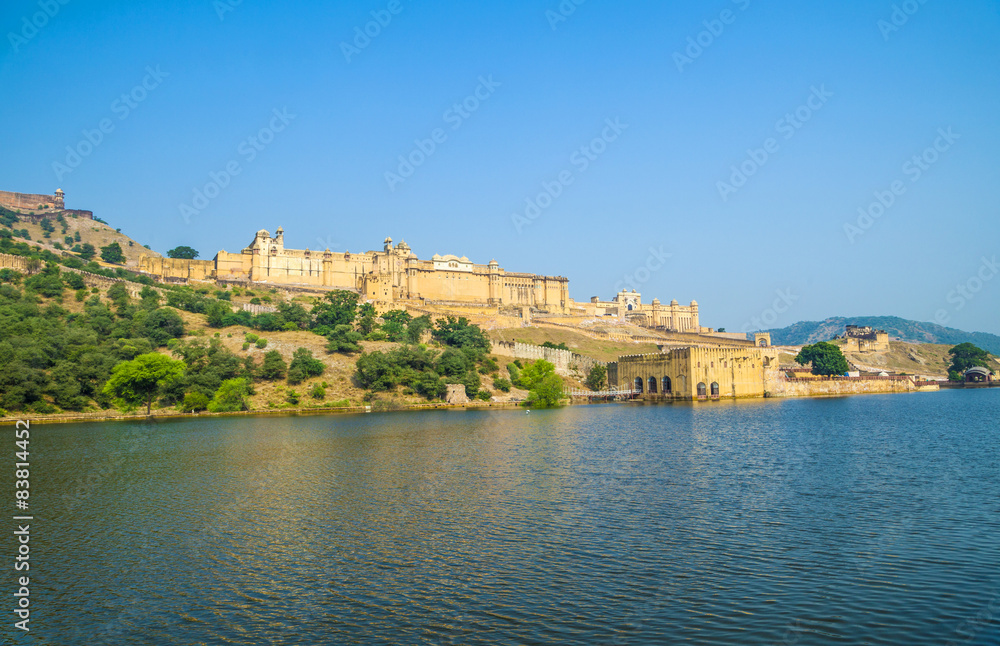 Amber Fort near Jaipur under blue sky
