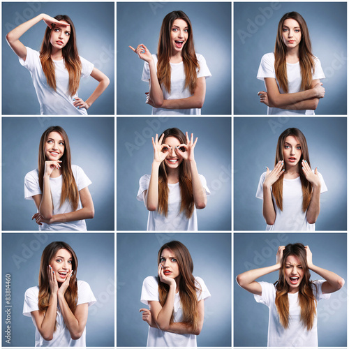 Collage of emotional girl o...