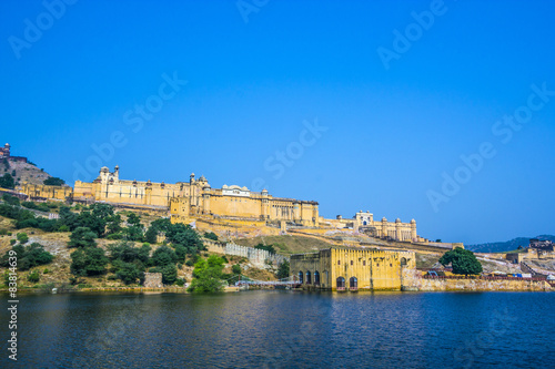 Amber Fort near Jaipur under blue sky