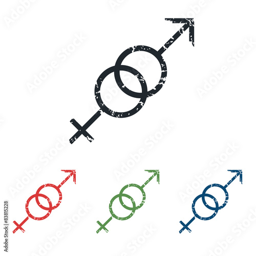 Gender symbols grunge icon set