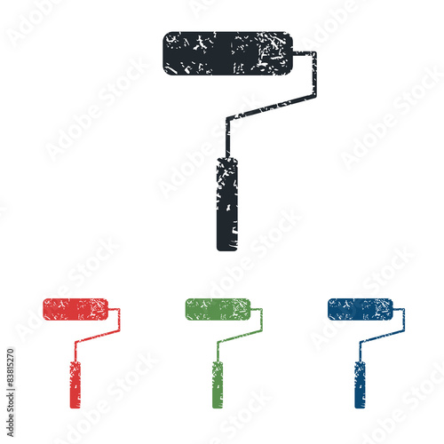 Paint roller grunge icon set