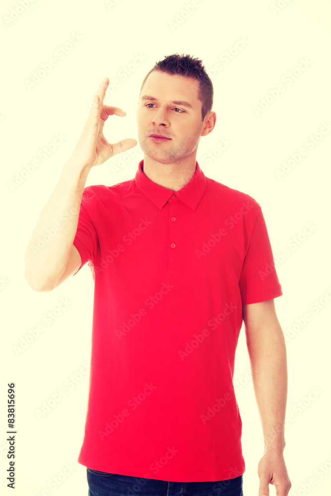 Excited man showing copy space Excited man showing copy space