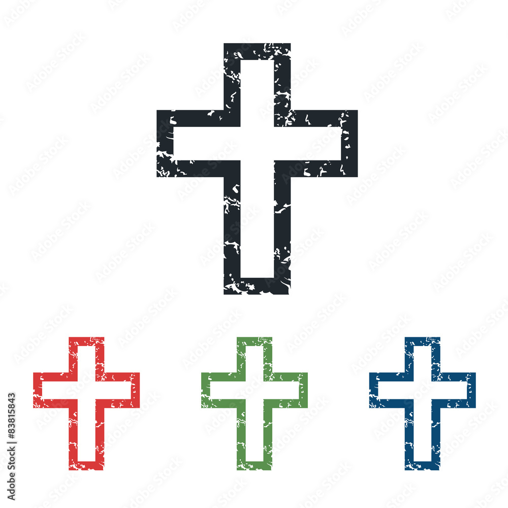 Obraz premium Christian cross grunge icon set
