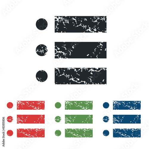 Dotted list grunge icon set