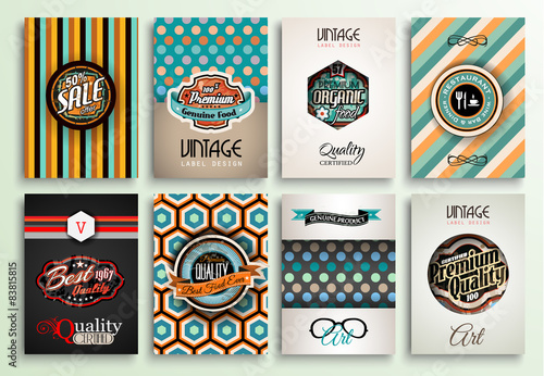 Vintage Styles brochure templates set with Labels