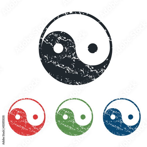 Ying yang grunge icon set