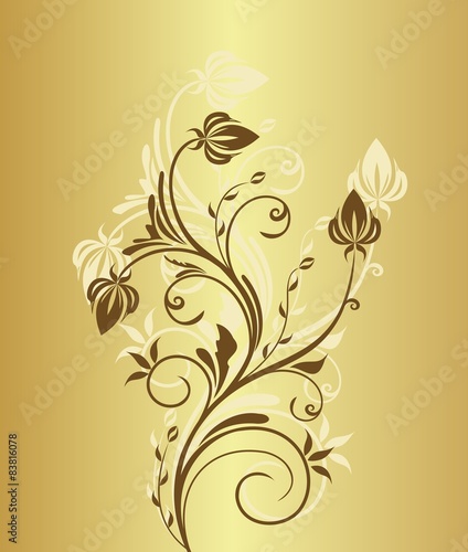 Illustration of gold floral vintage background