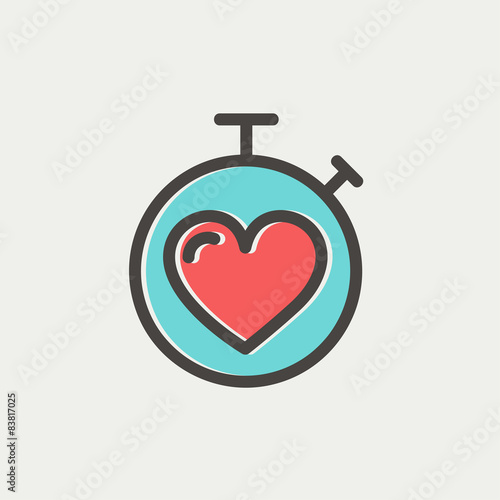 Heart time thin line icon