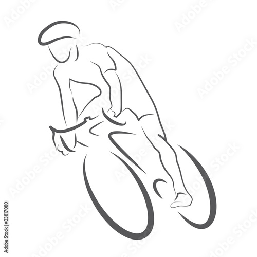 Bewegung und Ausdauertraining im Freizeitsport für eine stabile und gute Gesundheit. Logo für Radsport, Sportler, Radrennen, Radfahrer mit Rennrad im Sprint