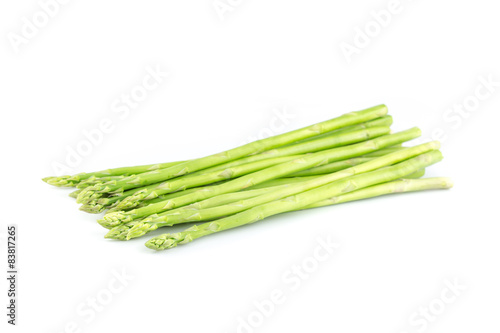 fresh asparagus on white background.
