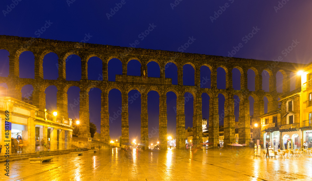 Antique roman aqueduct in Segovia