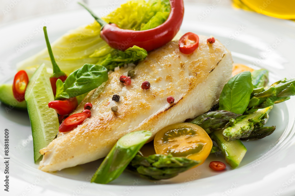 Grilled chicken breast with vegetables delicious Grilled chicken breast with vegetables delicious