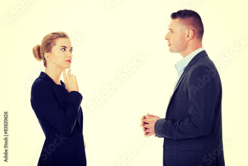 Professional conversation between businesspeople