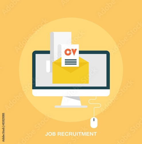 Job recruitment, emailing job resume concept, flat styled icon