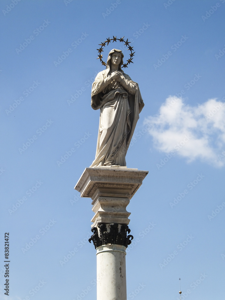 Statue Of Our Lady Of The Immaculate Conception In The Middle Of