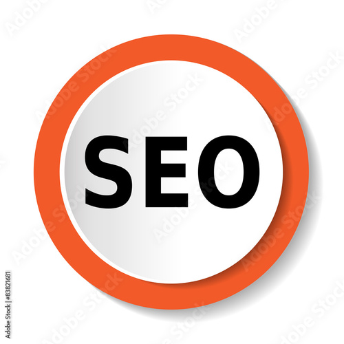 Круглый векторный значок с надписью SEO