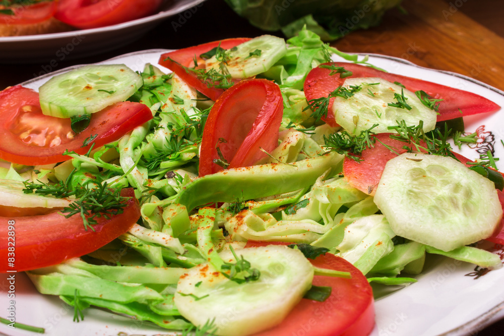 Salad with vegetables and greens Salad with vegetables and greens