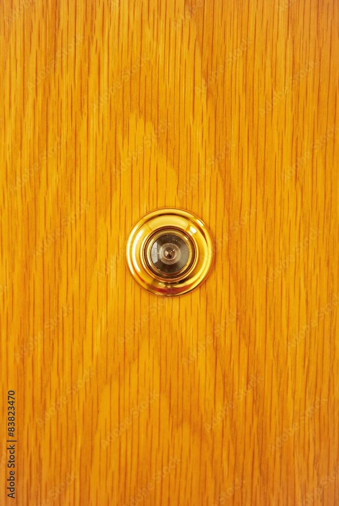 Peephole in the front door of the house Peephole in the front door of the house
