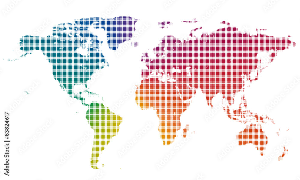 Colorful dots & dotted world map #Global image, Vector graphic