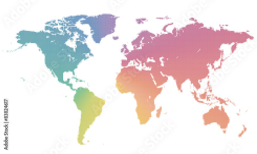 Colorful dots & dotted world map #Global image, Vector graphic