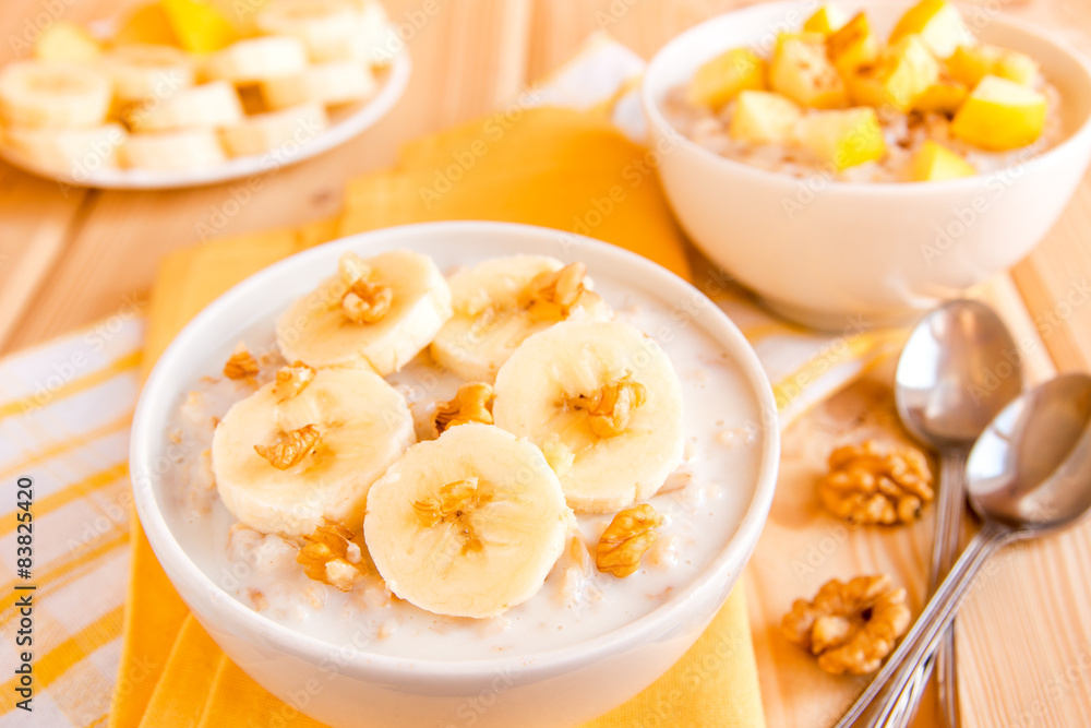 Oatmeal porridge with fruits and nuts Oatmeal porridge with fruits and nuts