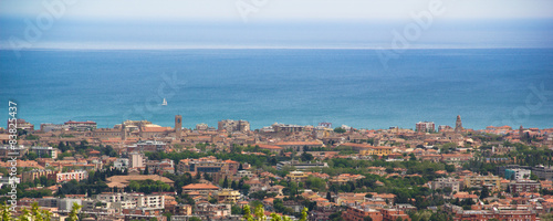 Vista aerea di Fano e il mare Adriatico photo