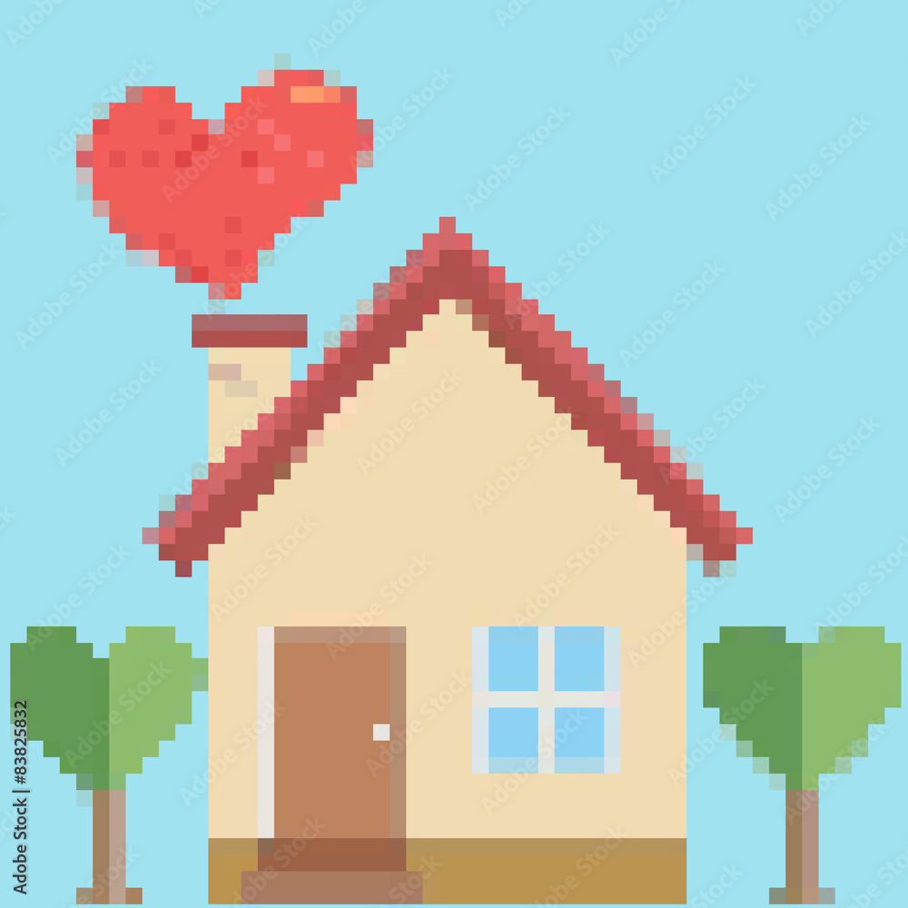 Fototapeta premium House pixel style pattern