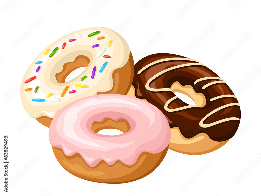 Three donuts. Vector illustration. Stock Vector Adobe Stock