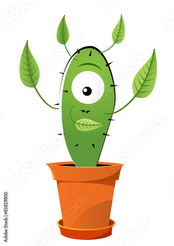 Green cactus with leafs 