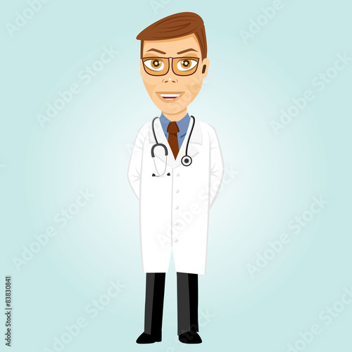 young doctor with glasses and stethoscope