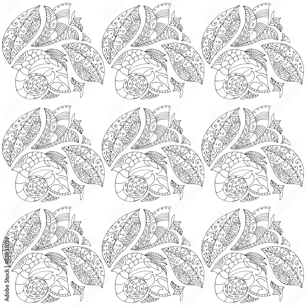 Seamless black and white pattern in a zentangle style, handmade Seamless black and white pattern in a zentangle style, handmade