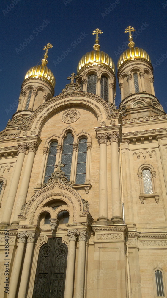 building an Orthodox church with golden domes