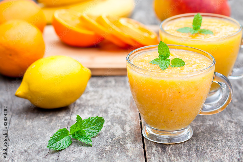 fresh healthy pulpy juice with orange fruits and vegetables fresh healthy pulpy juice with orange fruits and vegetables