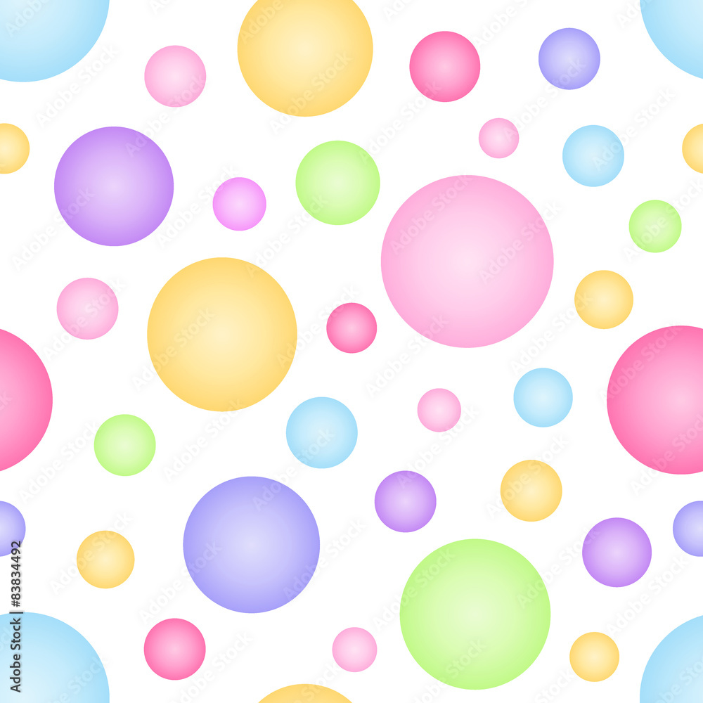 Abstract geometric seamless pattern with colorful balls