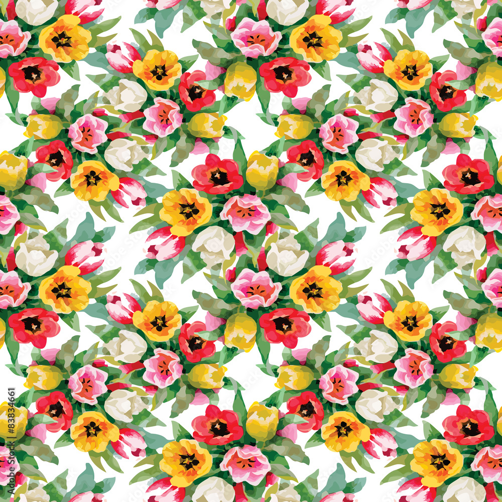Seamless pattern with watercolor tulips Seamless pattern with watercolor tulips