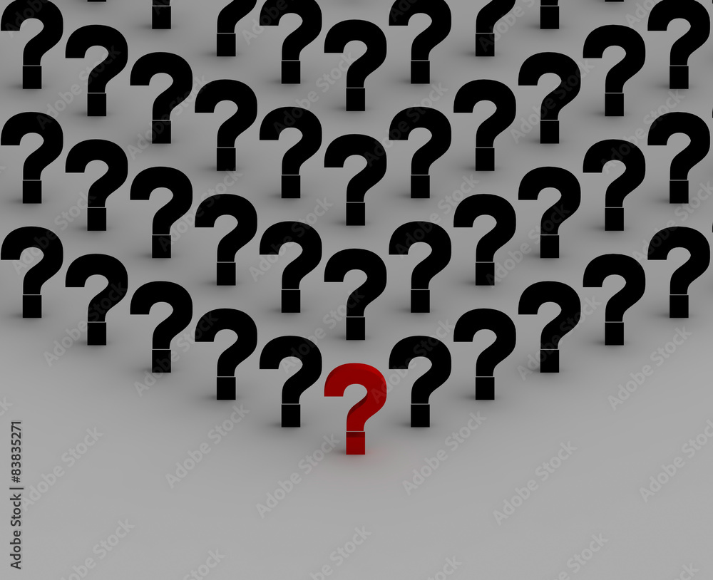 Red black question mark on white background Red black question mark on white background