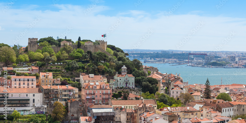 Panoramic view of Miradouro da Graca viewpoint  in Lisbon, Portu