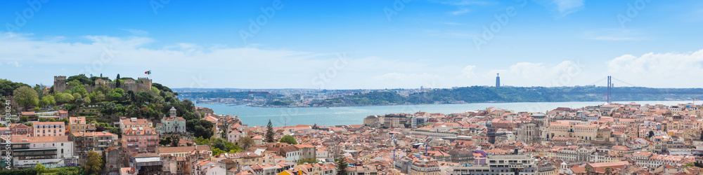 Panoramic view of Miradouro da Graca viewpoint  in Lisbon, Portu