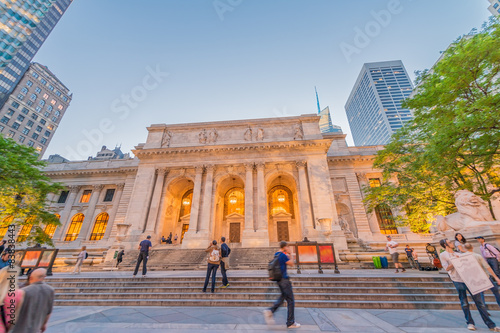 The Public Library and Fifth Avenue at sunset, Manhattan - New Y photo