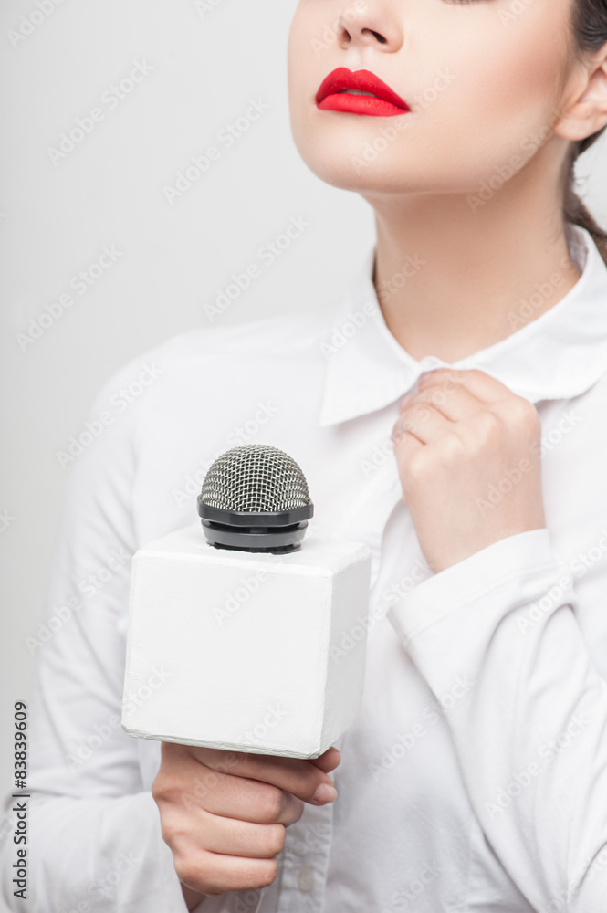 Pretty girl tv journalist is making her report Pretty girl tv journalist is making her report