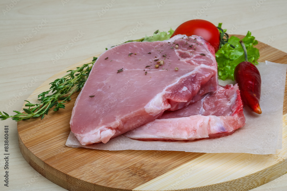 Raw pork steak