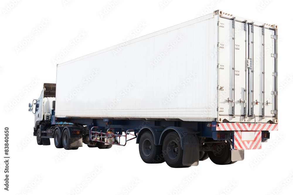 white container truck isolated background use for industry land