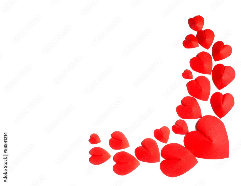 Hearts shape on white background