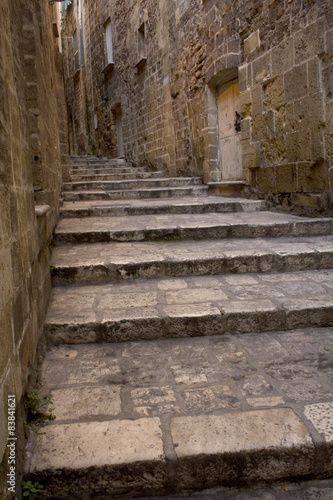 Stone stairs in the old city of Taranto  Puglia  Italy.